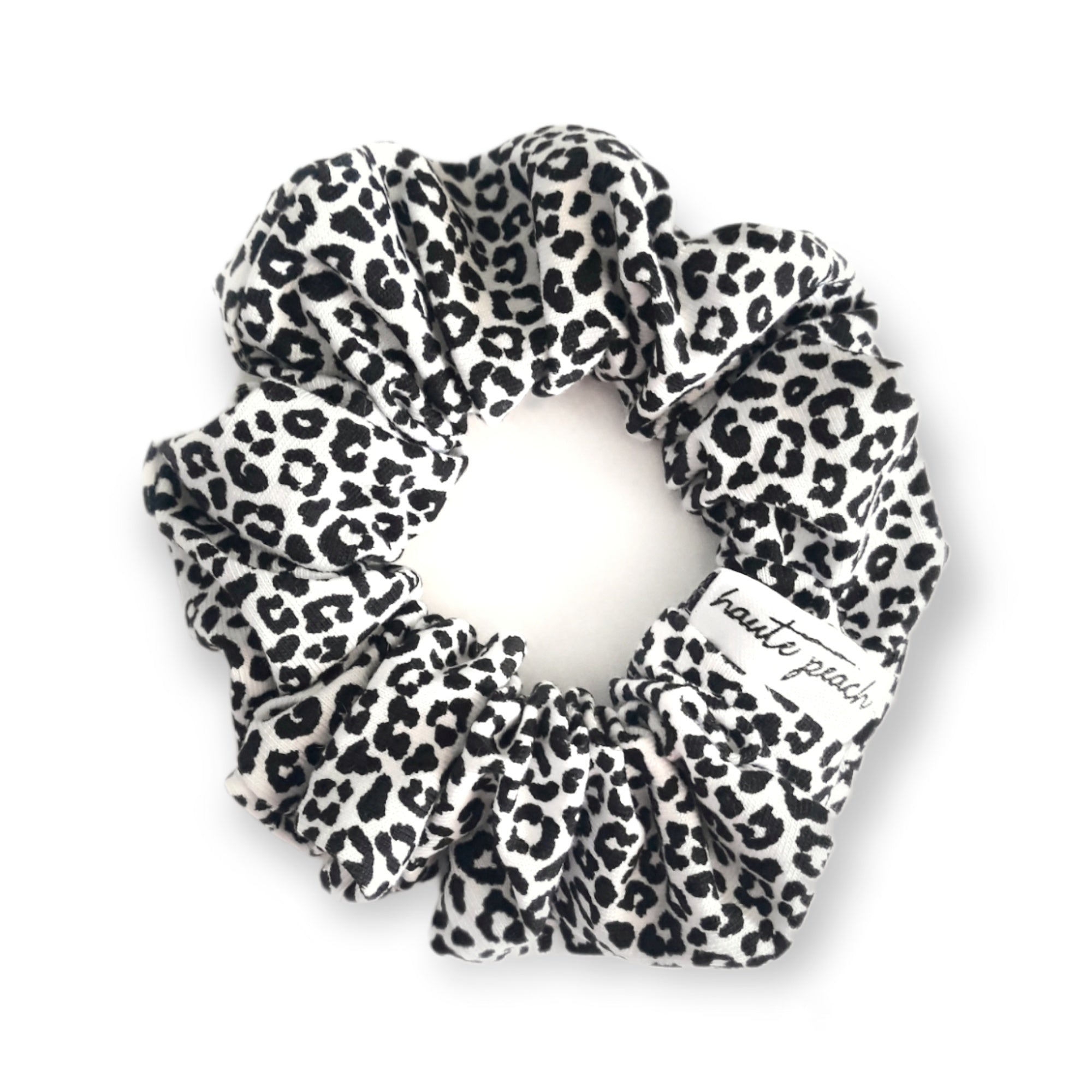 Leopard Black & White Scrunchie Haute Peach