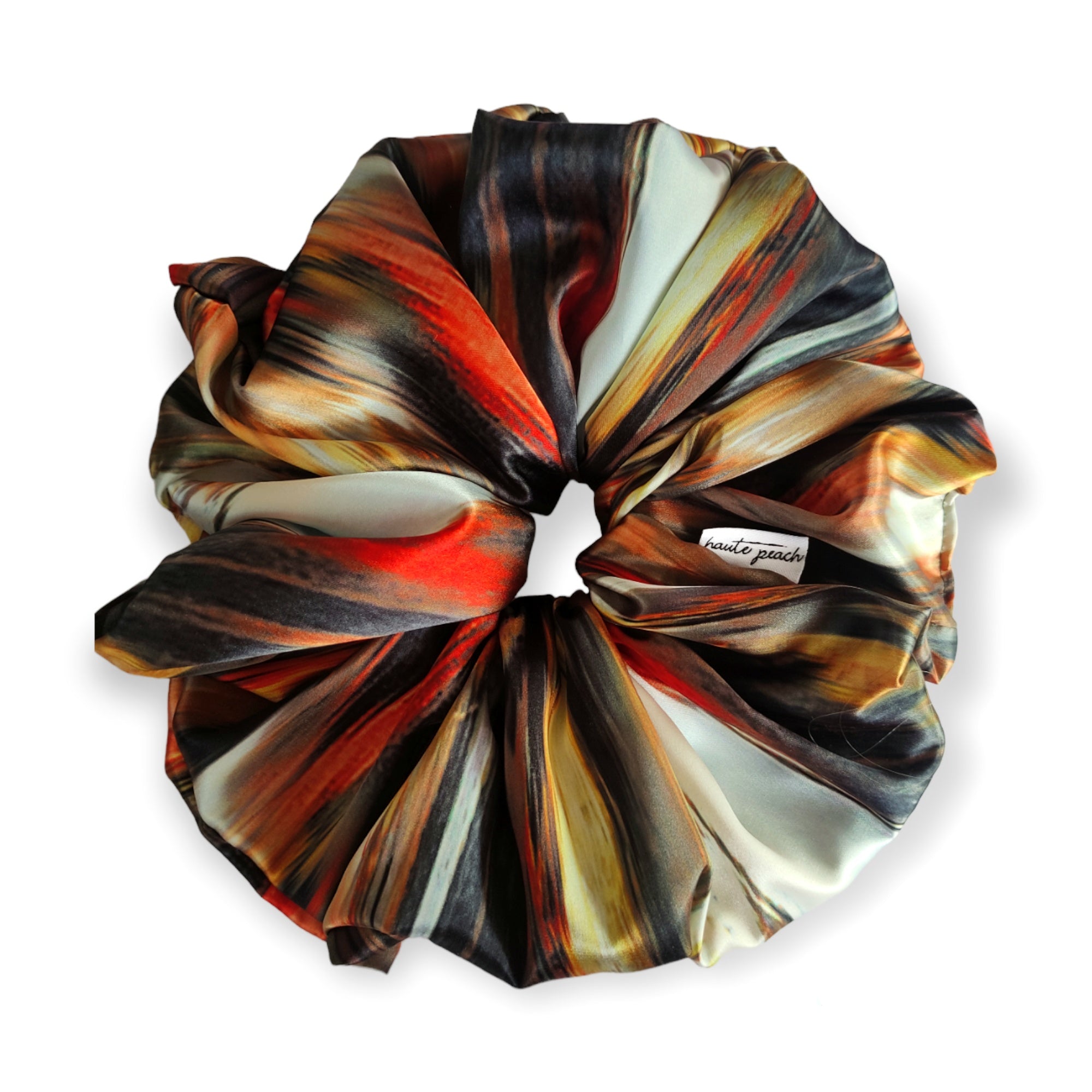 Σατέν Εμπριμέ Giga Scrunchie Fire Haute Peach