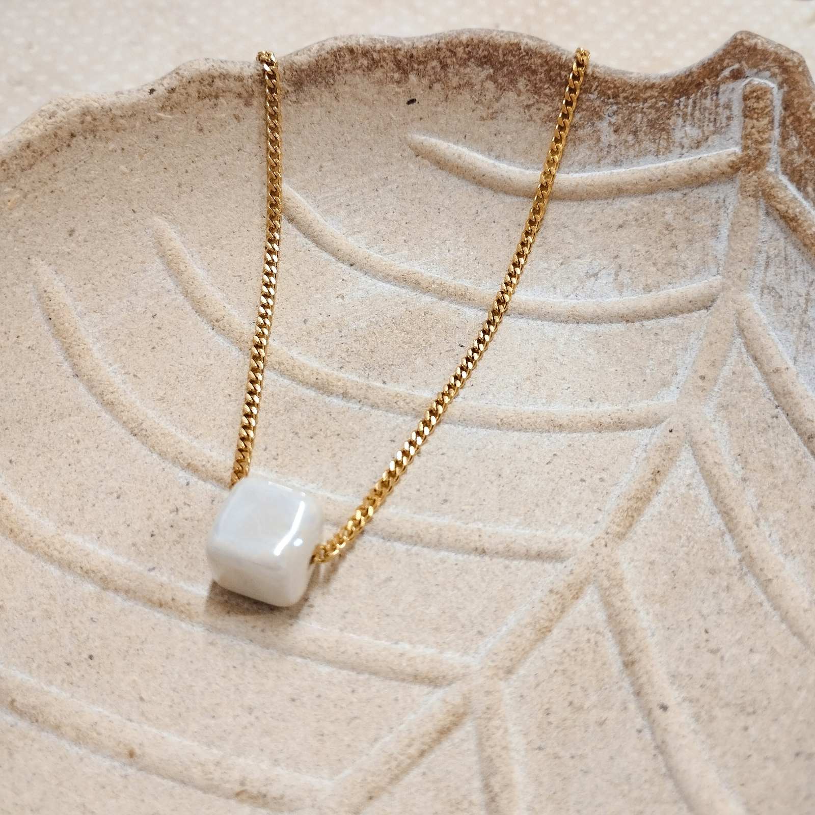 White Cube Necklace Think Gift